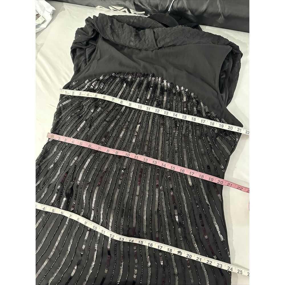 NWT $798 Mac Duggal [sz 16 ] Beaded Embellished Column Cape Gown in Black #G1853 - Picture 5 of 16